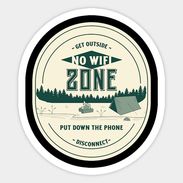 No WiFi Zone Camping Sticker by Gifts and Gags